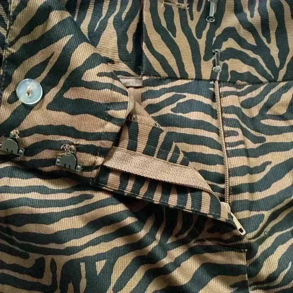 NWT Bandolino Womens Black Brown Zebra Print Mini Skirt Size 16 Cotton